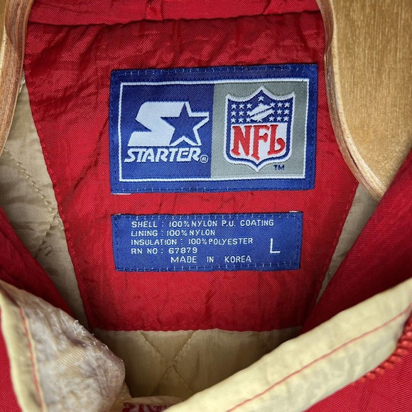 Vintage NFL Starter San Francisco 49ers Puffer Jacket Men's Sz Large Red/Gold - Picture 11 of 11